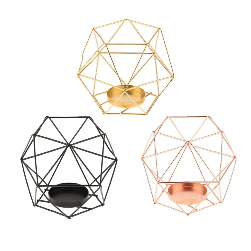 Geometric Candle Holder Bulk Iron Wire 3D Geometric Tea Light Holder