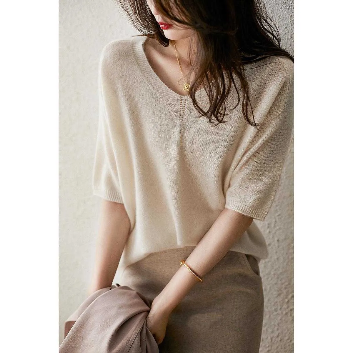 Oversized Cashmere Sweater V Neck Pullover For Women Loose Oversized Cashmere Sweater V Neck Pullover For Women Loose