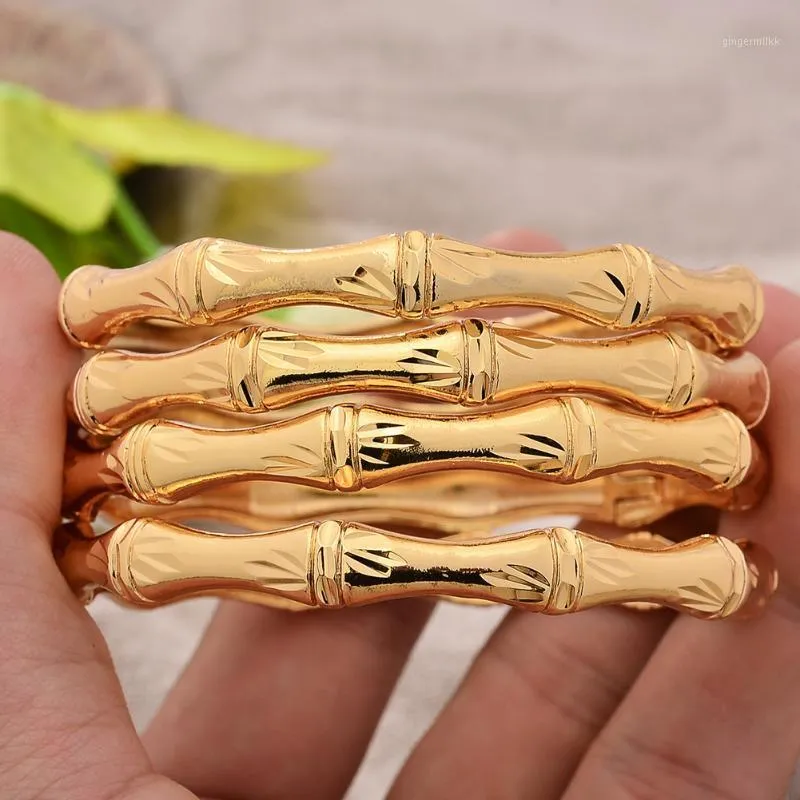 Дубай 18K позолоченный браслет цветы африканские свадебные удача бамбука браслеты свадебные украшения подарки для женщин браслет
