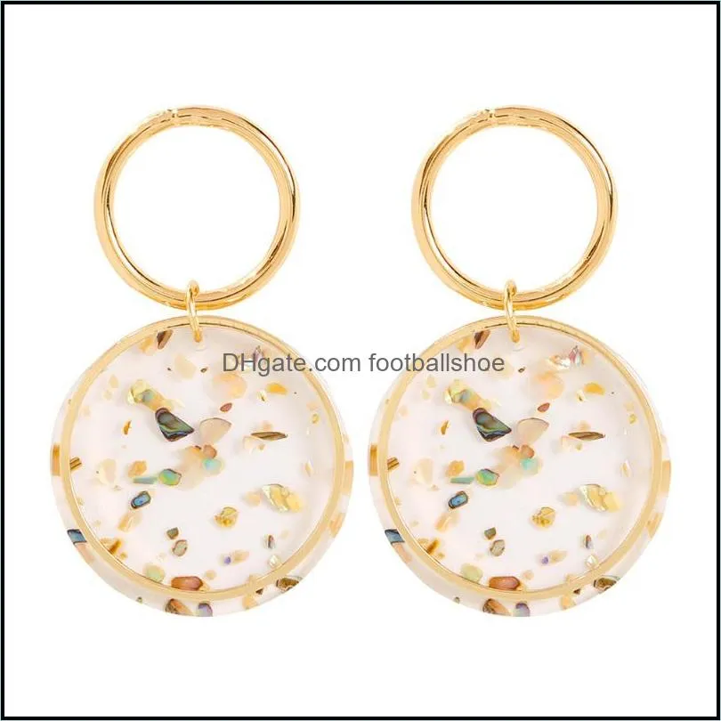 Dangle & Chandelier Korean Design Fashion Jewelry Transparent Acrylic Broken Shell Earrings Gold Metal Asymmetrical Geometric For