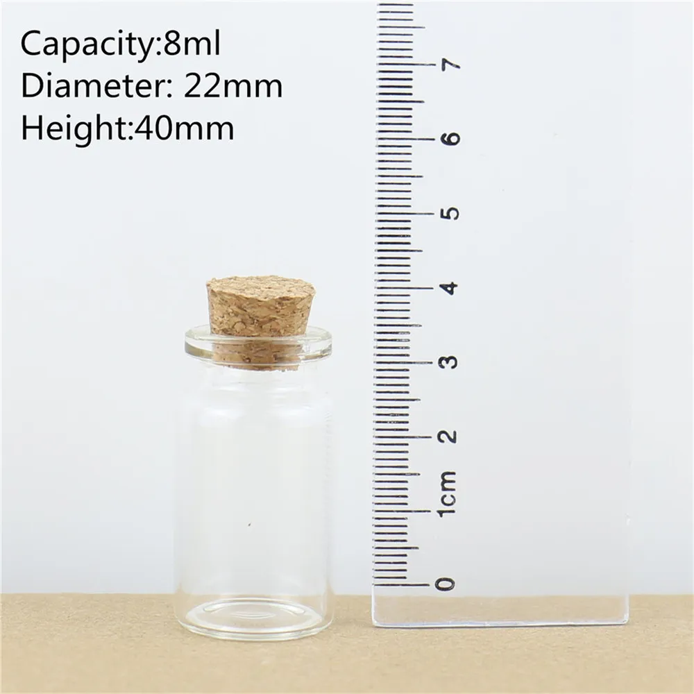 100pcsLot 2240mm 8ml Storage Glass Bottles With Cork Stopper Crafts Tiny Jars Transparent Empty Glass Jar Mini Bottle Gift (1)