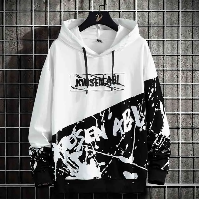 Men's Hoodies Spring and Summer Sweatshirts Men's Casual Japanese Streetwear Top and Bottom Fashion Stitching Hoodies 210818