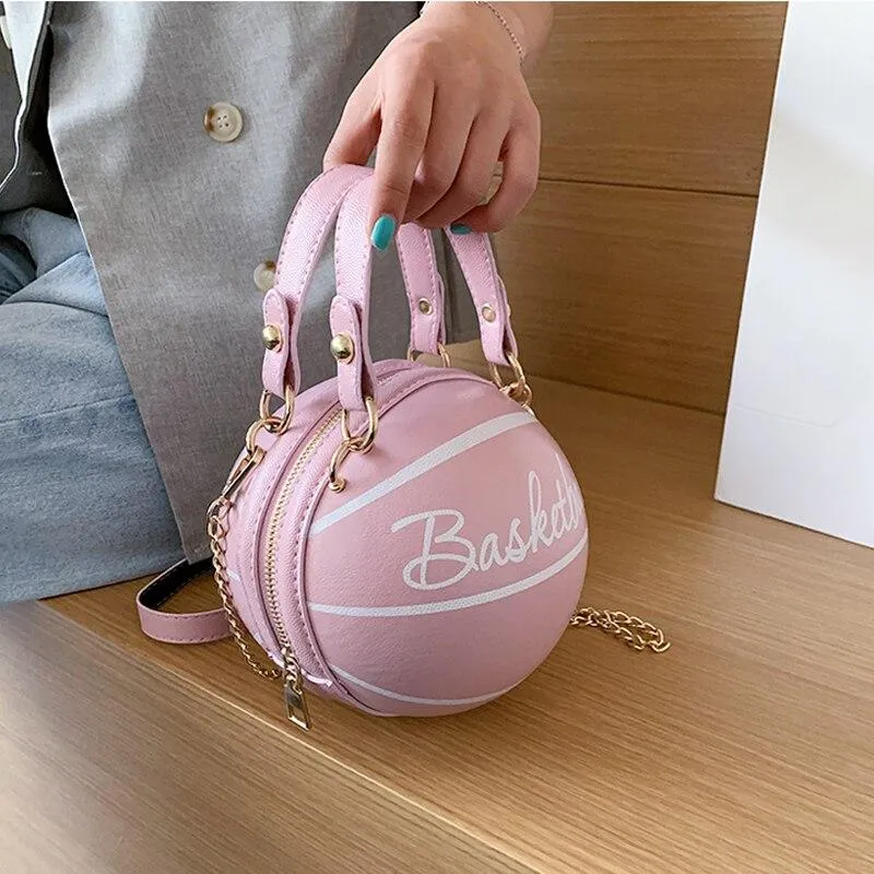 Wallets Personality Female Leather Pink Basketball Bag 2021 Ball Purses For Teenagers Women Shoulder Bags Crossbody Chain Handbags