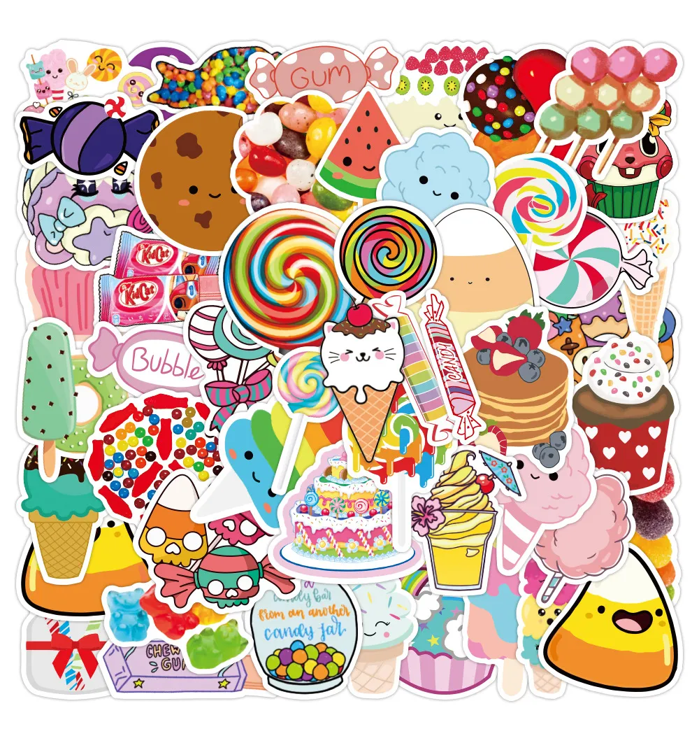 Pack Candy Cake Sweet Ice Cream Vinyl Sticker Waterproof Stickers