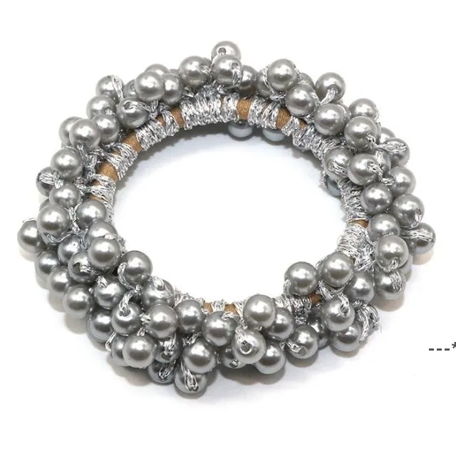 Newwoman Big Pearl العصابات الشعر حزب هدية الكورية نمط الشعر العلاقات scrunchies الفتيات حاملي ذيل حصان المطاط الفرقة hiraccessories rre11408