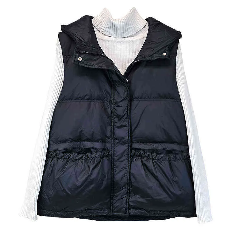 Gilet femme automne hiver veste à capuche sans manches coton manteau femme Parka épais noir/kaki garder au chaud rembourré gilets vêtements G1115