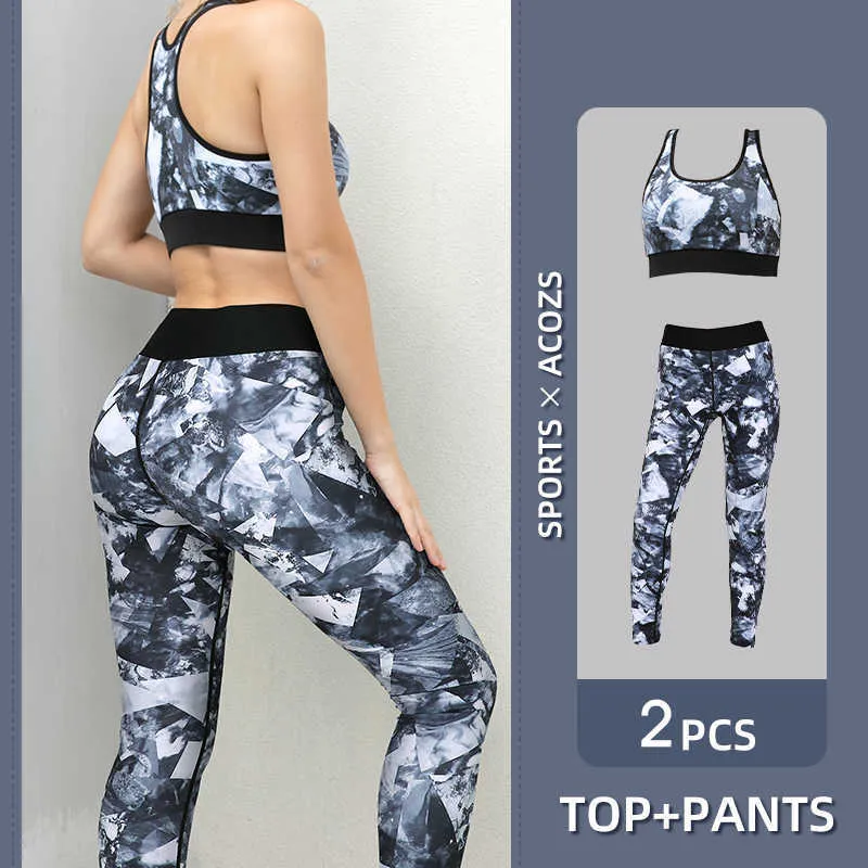 VUTRU SeamlWomen Yoga Set Vêtements d'entraînement Vêtements de sport FitnBra Crop Top Taille haute Leggings Costumes de sport Yoga Suit X0629