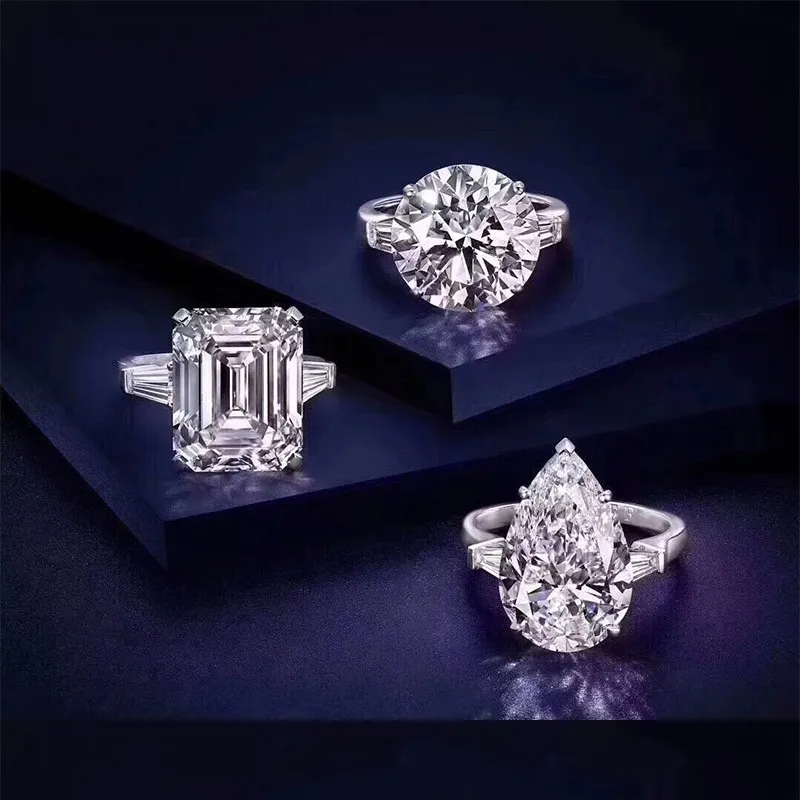 Diamant fait à la main cz Promise Ring Real 925 Sterling Silver Engagement Wedding Band Anneaux pour femmes hommes Luxury Party Jewelry Gift