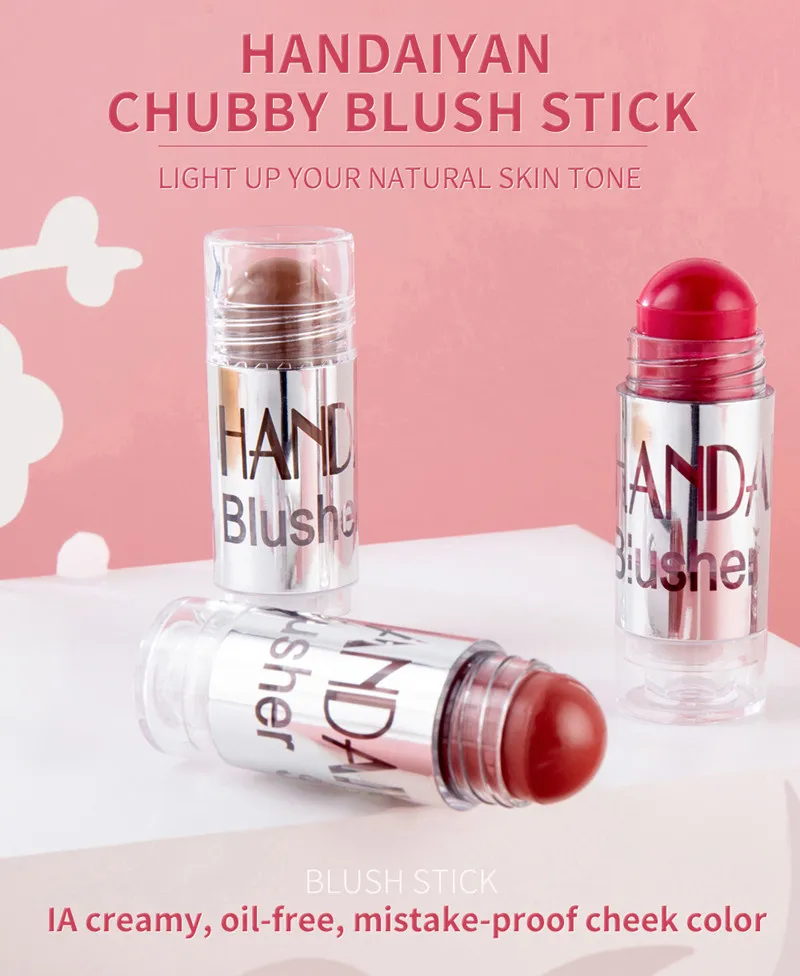 DHL grátis mais recente Handaiyan Chubby Face Blush Stick Acendeu o seu tom de pele natural