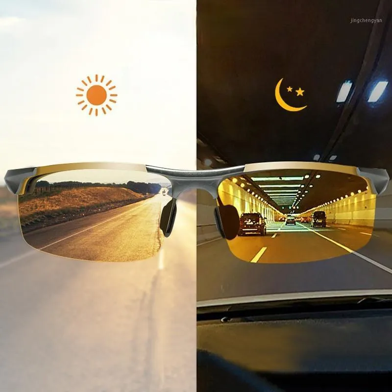Lunettes de soleil haut Anti-éblouissement jour Vision nocturne lunettes pour la conduite hommes lunettes de pilote pochromiques polarisées Zonnebril Heren