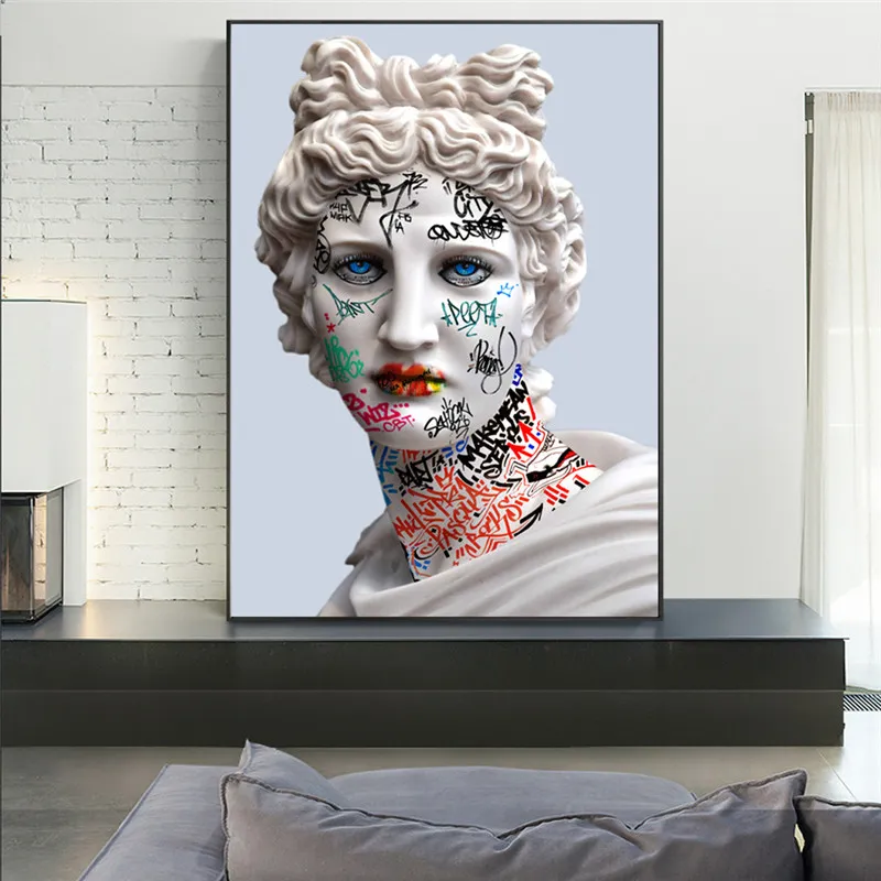 Apollo Sculpture Graffiti Street Art Canvas Painting Poster And Prints Wall Art Statue Picture For Living Room Home Decoration