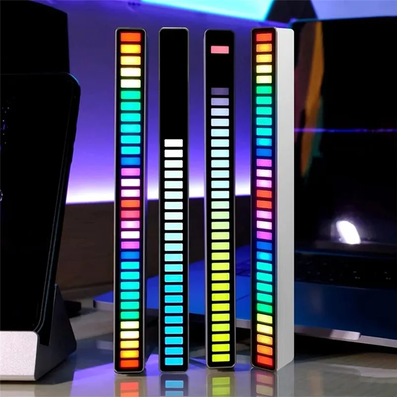 أداة الإبداع سيارة التحكم في الصوت ضوء RGB الصوت المنشط الموسيقى إيقاع الخفيفة المحيطة مع 32 الصمام 18 ألوان المنزل الديكور مصباح