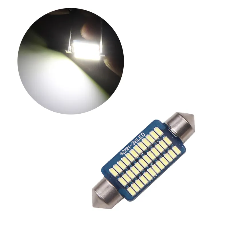 50Pcs 3014 36SMD LED Bulbs 41MM Festoon White Car Interior Lights Canbus Error Free For Dome Reading Light 12V