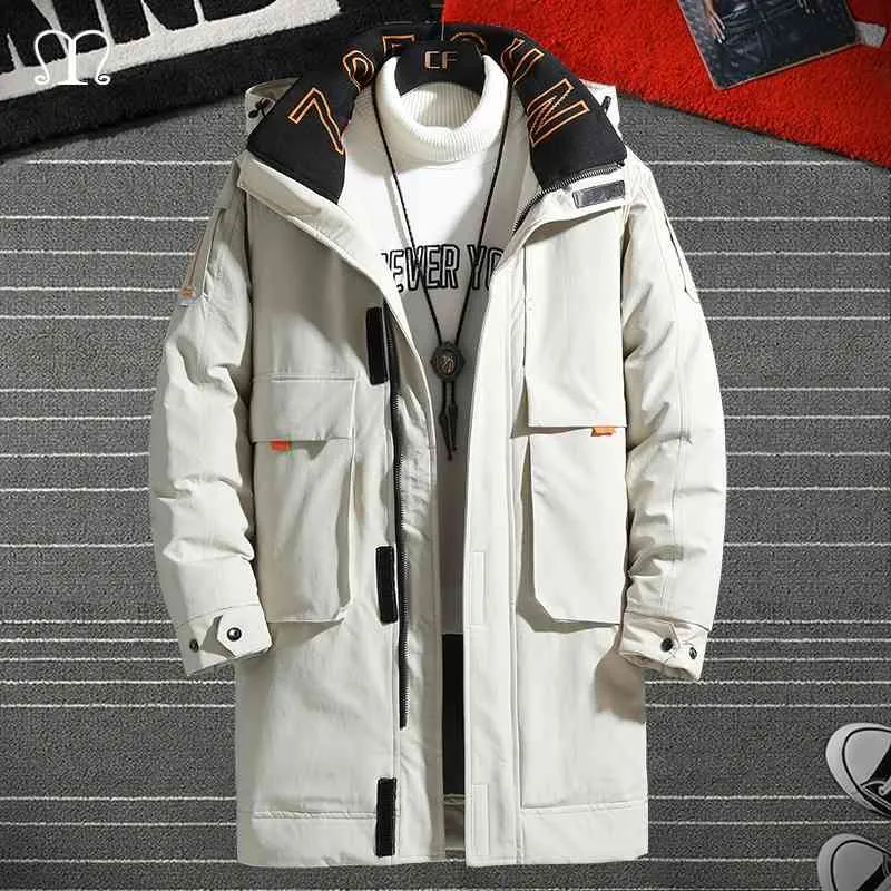 冬のメンズダウンジャケットの毛皮の襟厚いパフパーカー男性 -  20度カジュアルストリートウェアヒップホップコート暖かい男性ウインドブレーカー