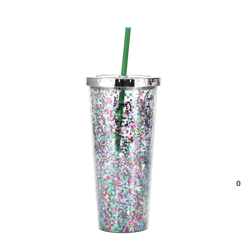 Newglitter Water Cup Большая емкость 24 унций прямой пластиковый стакан моды с соломенной летней вечеринкой для взрослых чашек морепродукты CCD8008