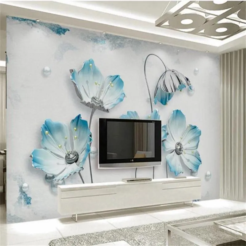Fondos de pantalla Tamaño personalizado 3D PO Wallpaper Mural Sala de estar Joyería Europea Wildflower Imagen Sofá TV Telón de fondo para la pared