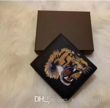 Cartera corta de animales para hombre, carteras de piel de serpiente negra con tigre y abeja, cartera de lujo de estilo largo para mujer, tarjetero, calidad superior 635