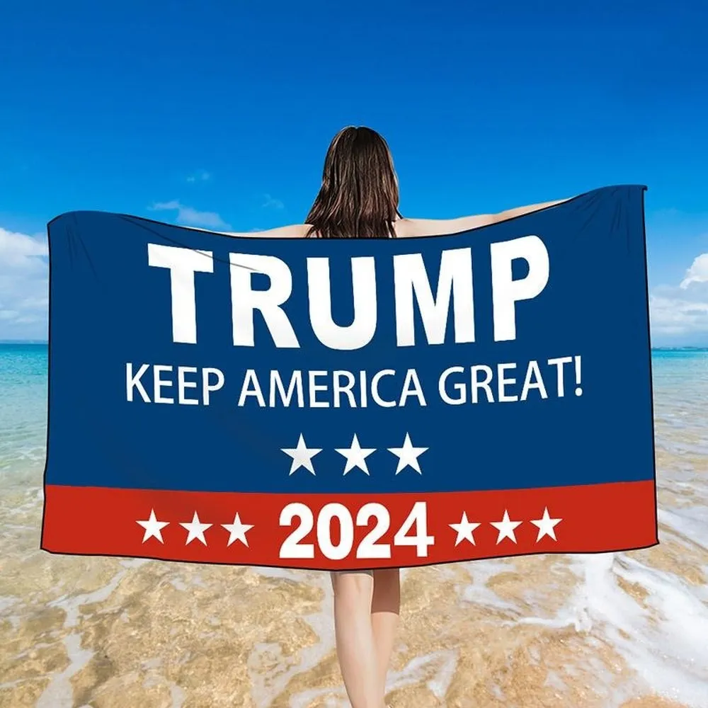 DHL Shiping Bath Towels Donald Trump 2024 Mantendo a América Grande Toalha de Praia Quadrada Toalha de Veludo de Dupla Secagem Rápida Shawl