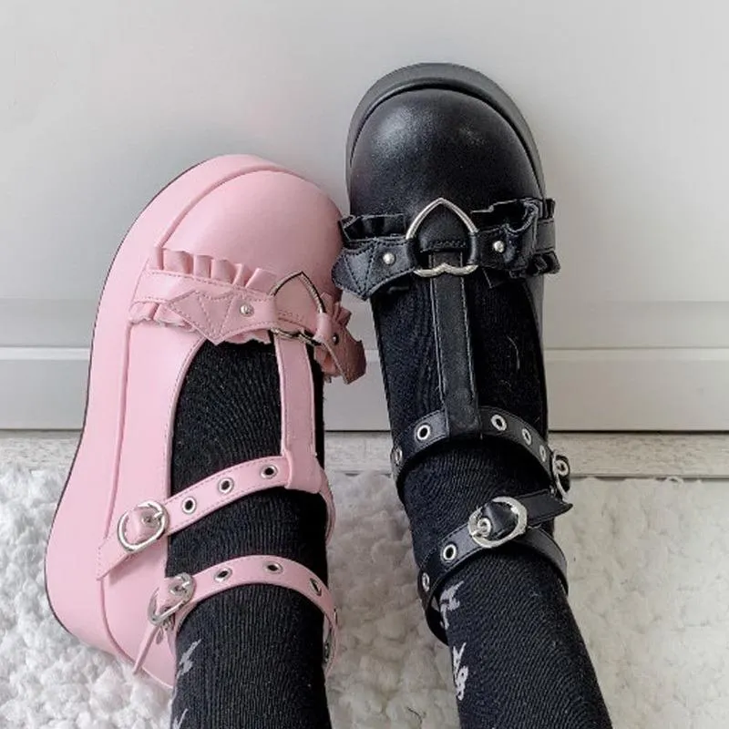 Buty Lolita Buty Kawaii Loli DEXIAN Little Bat Styl Bowknot Demon Dark Goth Plot Platform Cosplay Lolisha High Heel