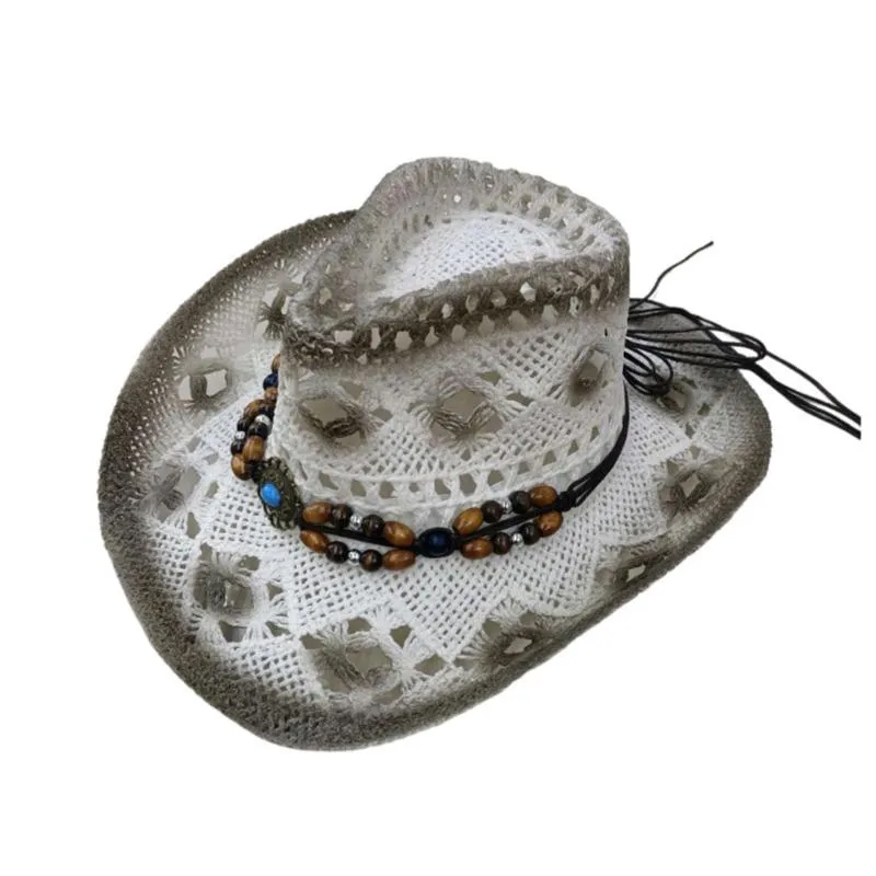 Summer Fishing Straw Sun Hat With Wide Brim, Wind Lanyard, And