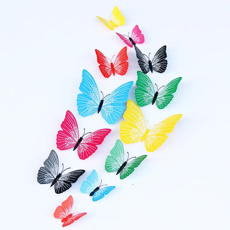 12Pcs PVC 3D Wall Stickers Home Decor DIY Butterfly Luminous Glow
