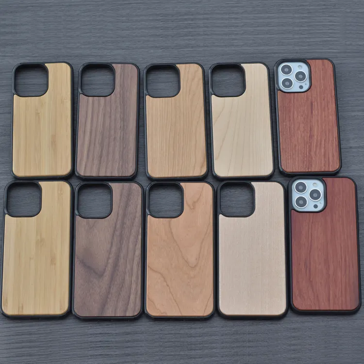 Voor iphone 13 pro max hout telefoon gevallen mobiele smartphone houten cover shell luxe case anti-klop