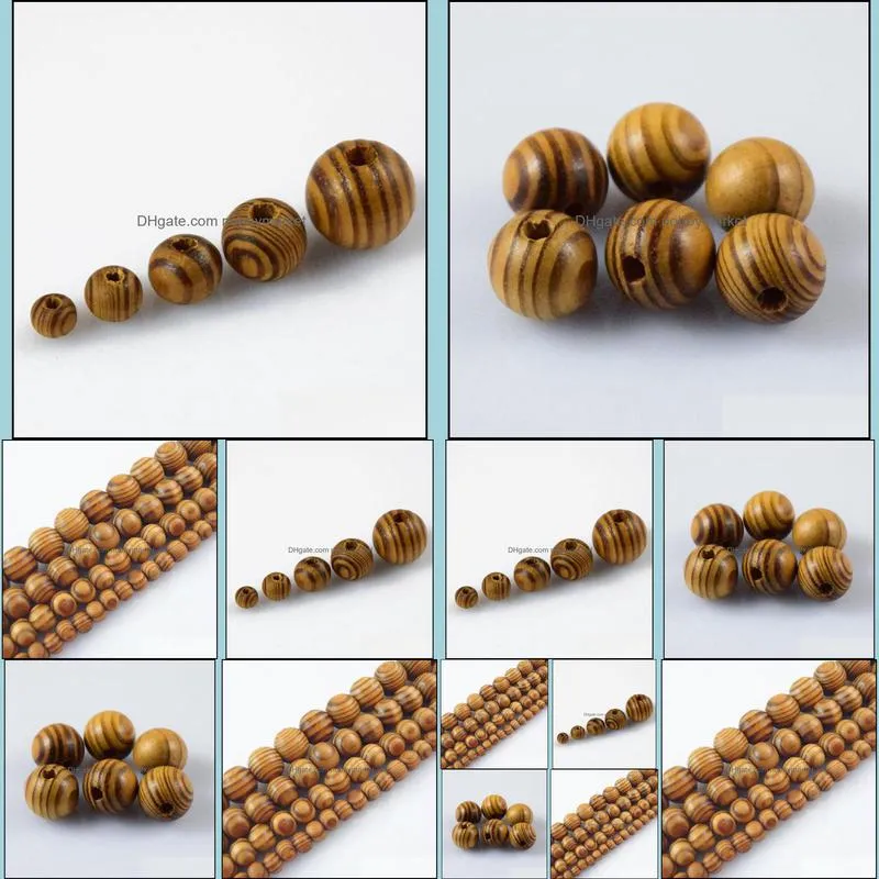 Natural Woodgrain Round Loose Spacer Bead Jewelry Fit DIY Bracelet 6,8,10,12,14 ,16mm