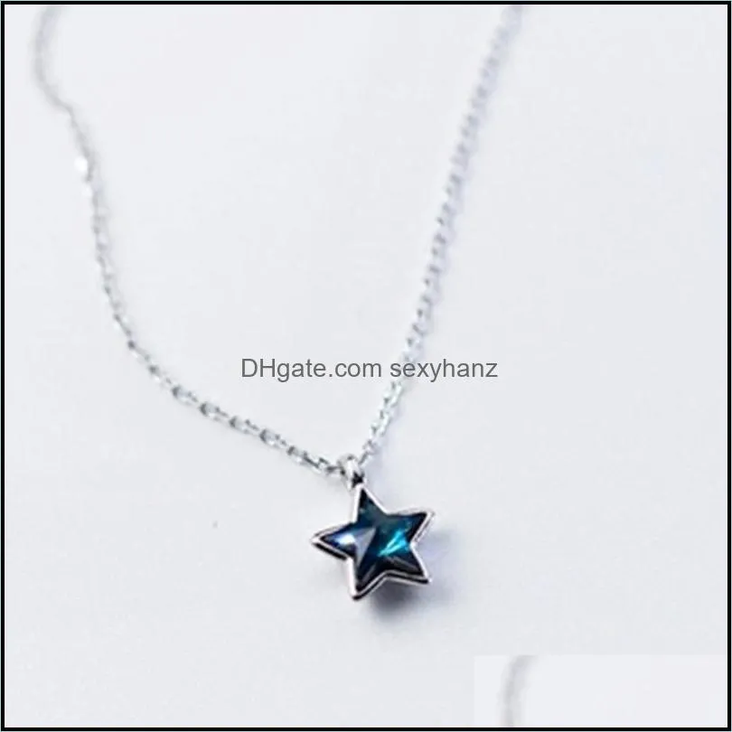 Bohemia Real Silver Color Blue Star Long Choker Necklaces For Women Wedding Jewelry Gift Boho Necklace