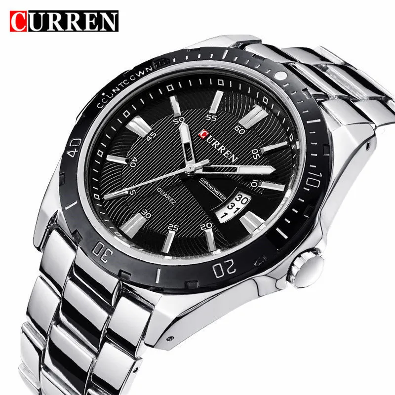 Curren Moda Negócios WristWatch Casual Quartzo Quartzo Esportes Homens Relógio de Aço Full Calendário Masculino Relogio Masculino Q0524