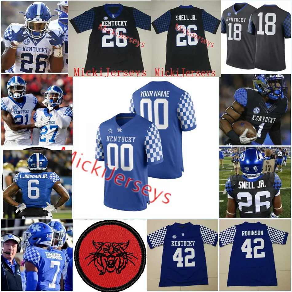 NCAA Niestandardowe Kentucky Wildcats Jersey piłka nożna Trevin Wallace Marquan McCall Josaih Hayes Dekel crowdus Dare Rosenthal Darian Kinnard Tyrell Ajian Jared Casey