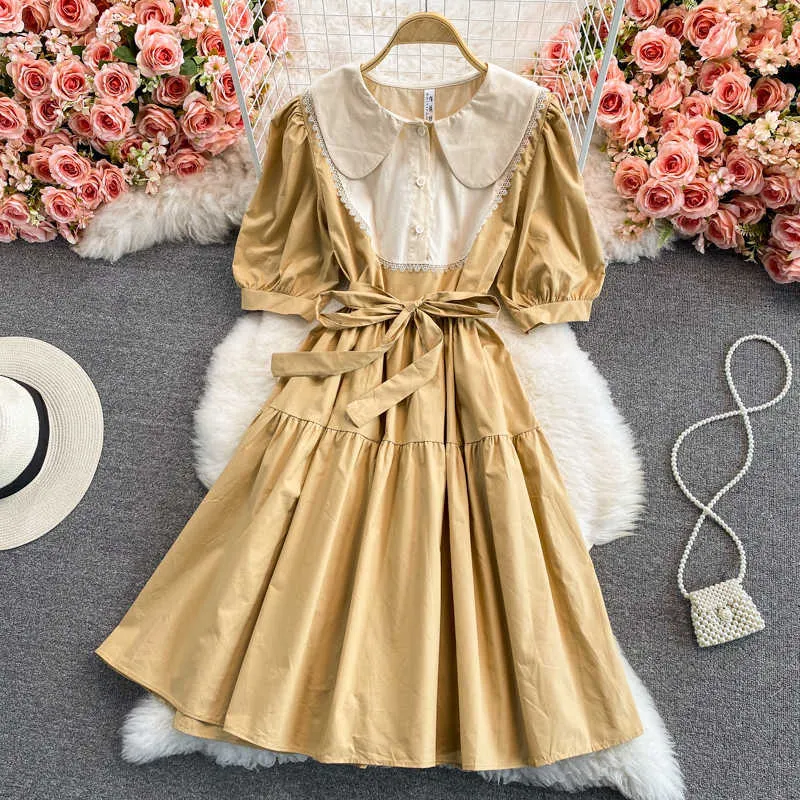 a line peter pan collar dress Stripe Peter Pan Collar Dress  P&M Embroidery