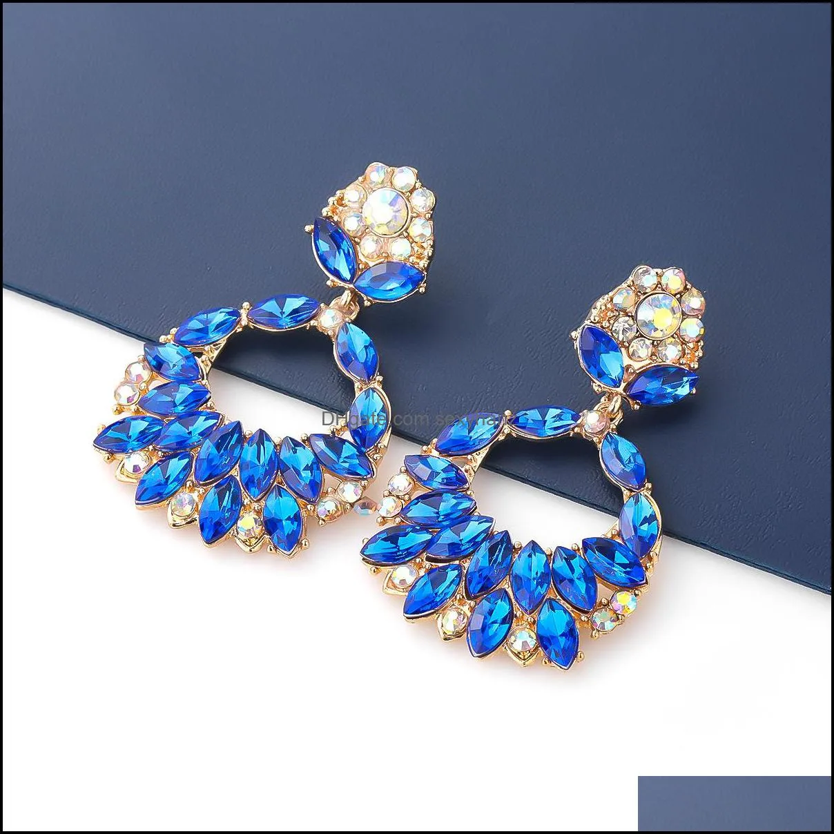 S2256 Fashion Jewelry Colorful Rhinstone Dangle Earrings Women Stud Earring