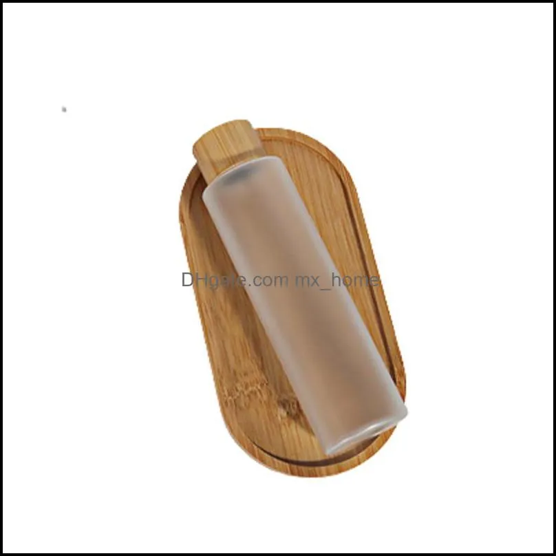 Storage Bottles & Jars 100ML 120ML 150ML Empty Plastic Frosted Flat Shoulder Bottle Bamboo Wooden Cover Portable Cosmetic Packaging