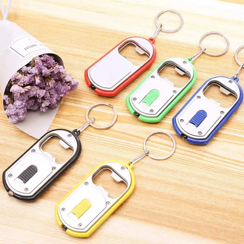 3 in 1 Beer Can Bottle Opener LED Light Lamp Key Chain Key Ring Keychain Mixed DH3871