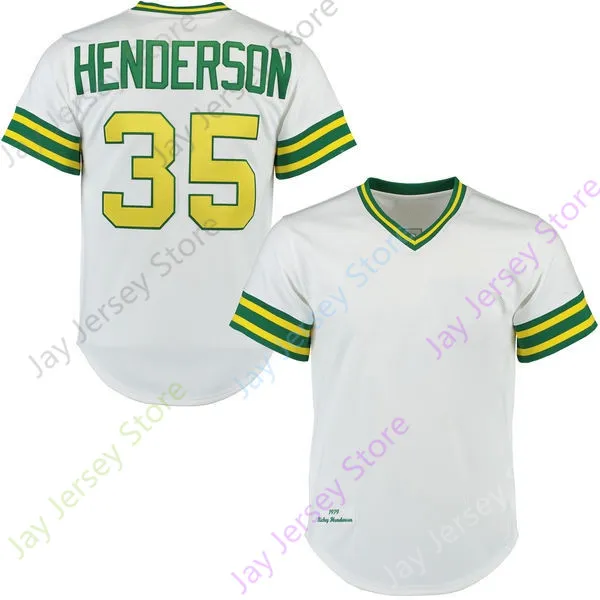 Rickey Henderson Baseball Jersey Green Pullover Fans