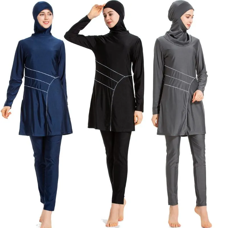 ملابس سباحة 2021 ملابس سباحة إسلامية بدلة سباحة إسلامية متواضعة بدلة سباحة نسائية بوركيني مع حجاب مجموعة غطاء كامل تركيا