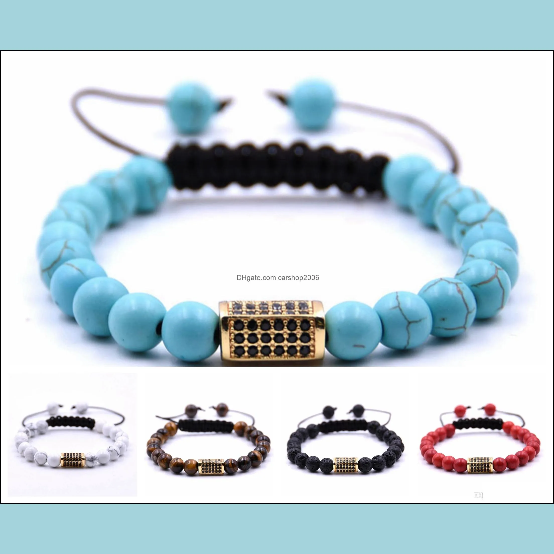 Lava beads hand-woven bracelets bracelets micro-inlaid zircon men and women essential oil yoga aura cure bracelet