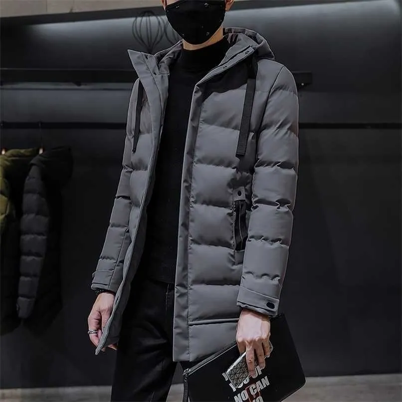 暖かい冬のメンズジャケットコートフード付き厚手の綿のパーカーコート男性ファッション服カジュアルジッパー服211206