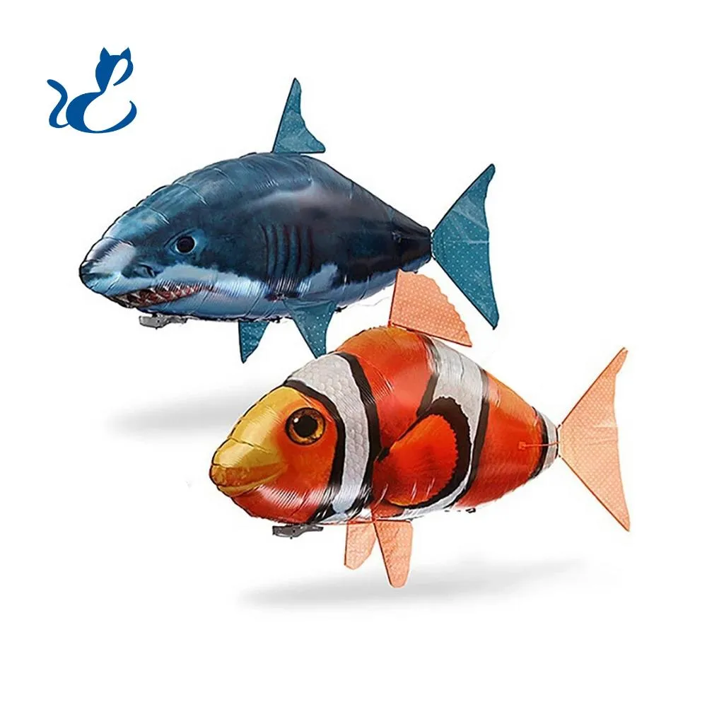 Afstandsbediening Shark Toy, Air Swimming Fish, Infrared RC Animal, Fly Air-Ballonnen Clown-Fish, voor Christmas Kid Gift, Party Decoration, 2-1