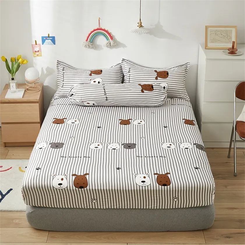 Upzo-Animal Series Polyester Fitted Sheet Adjustable Sheets King Bed Couple Cover With Elastic 180 200 No Pillowcase 220217