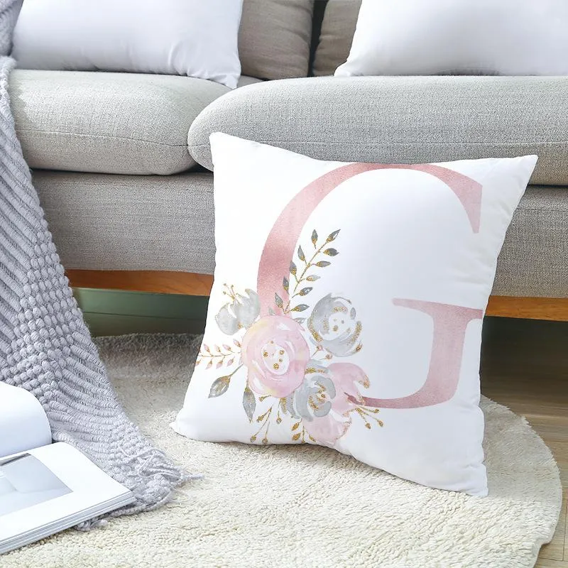 Pink Letter Decorative Cushion Cover Wedding Party Decoration Pillow Cover Peach Skin Sofa Pillowcase w-01286
