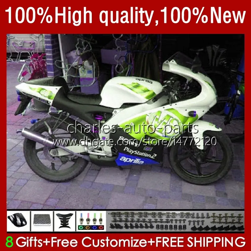 Carrosserie Pour Aprilia RS RSV 250 RS250 RS-250 RSV250 RR R Carénage 24No.124 RSV250R RS250RR 95-97 RSV-250 Blanc vert RS250R 95 96 97 RSV250RR 1995 1996 1997 Kit Carrosserie Moto