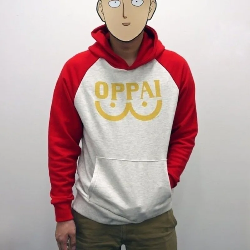 COtton mélangé One Punch Man Saitama Oppai Sweat à capuche Sweat à capuche Polaire Unisexe pour homme et femme Taille Veste Cosplay Costume LJ200826