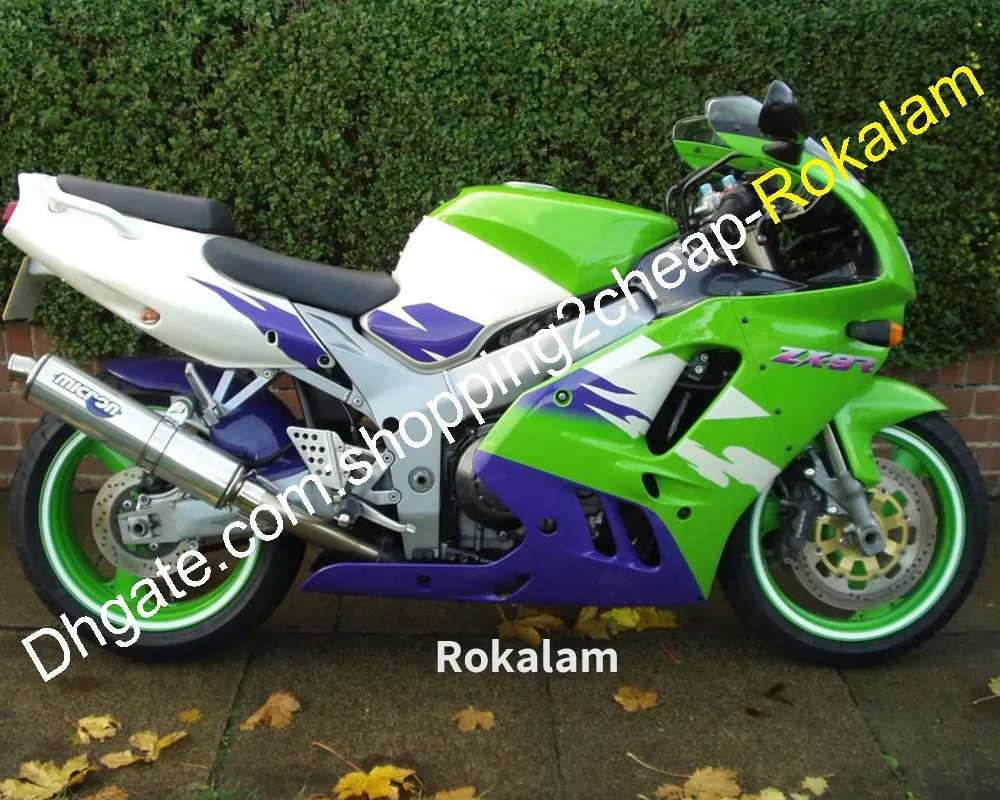 Ninja ZX9R Cowling 1994 1995 1996 1997 1997 Kawasaki 부품 ZX-9R ZX 9R 9 R 패션 페어링 키트 그린 화이트 블루