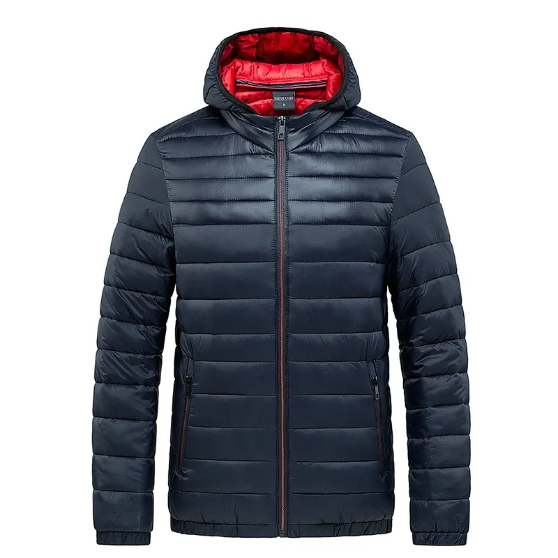 Mannen dikker witte eendendons mode trend warming-up winddichte hooded puffer jassen designer winter mannelijke brood casual katoenen bladerdeeg jassen