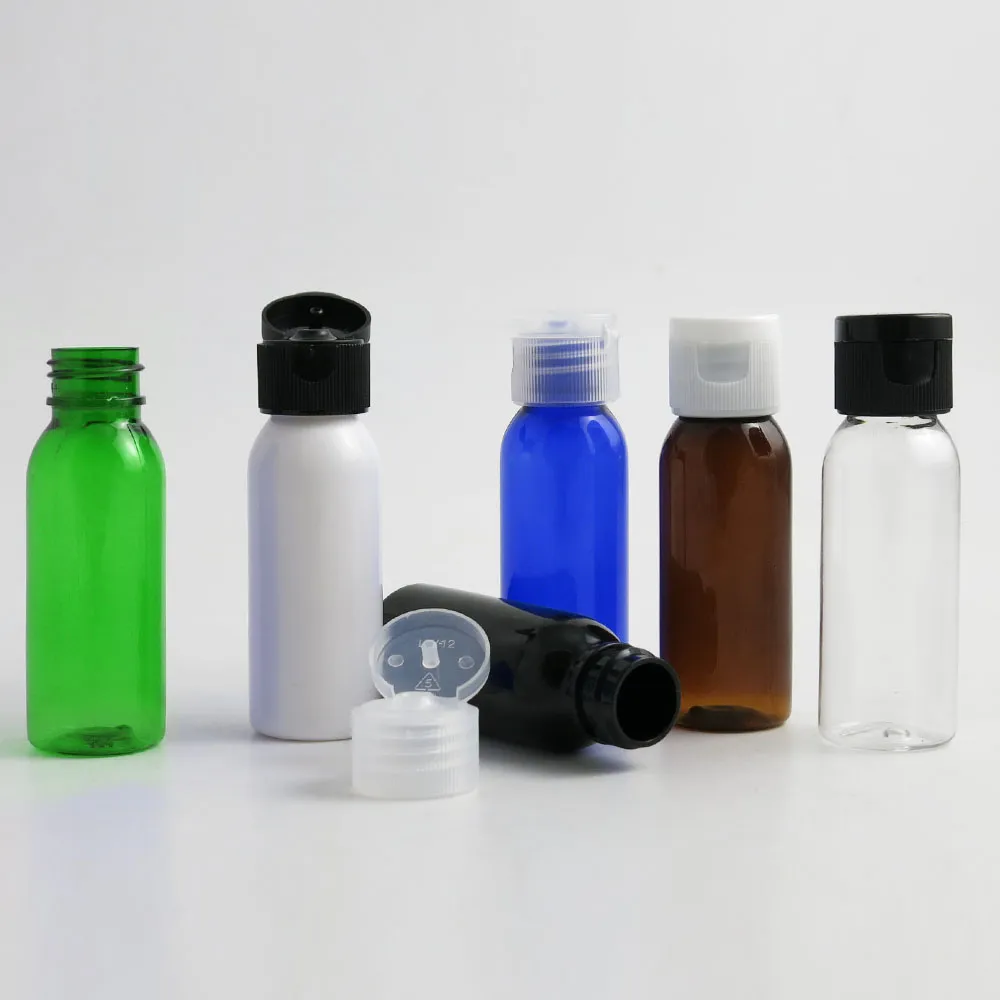 1oz frasco de viagem de plástico durável com preto branco flip tampão tampão líquido recipiente de recipiente multi garrafas vazias