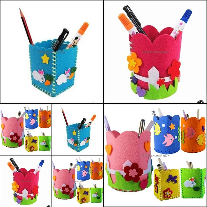 Creative DIY Craft Kit Handmade Pen Container Pencil Holder Kids Craft Toy Children Educational Toys Girl Boy Gift Random Color