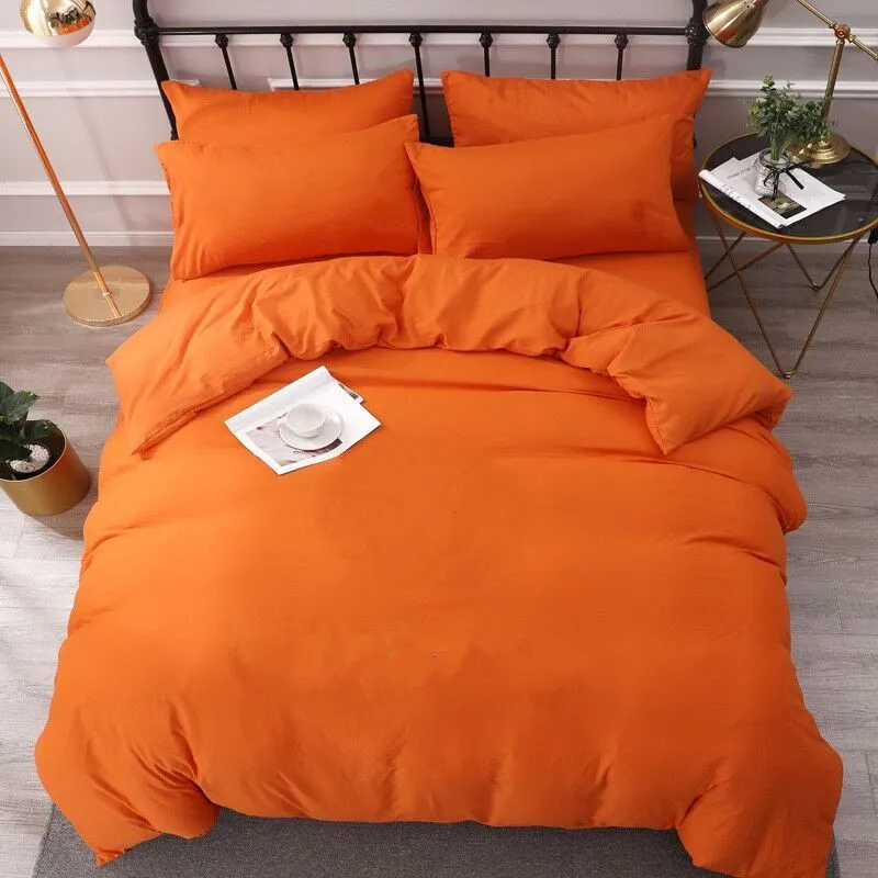 Algodão 4 pcs conjuntos de cama soft letter travesseiro folha de cama Quilted rainha tamanho sólido cor de edredão edredom