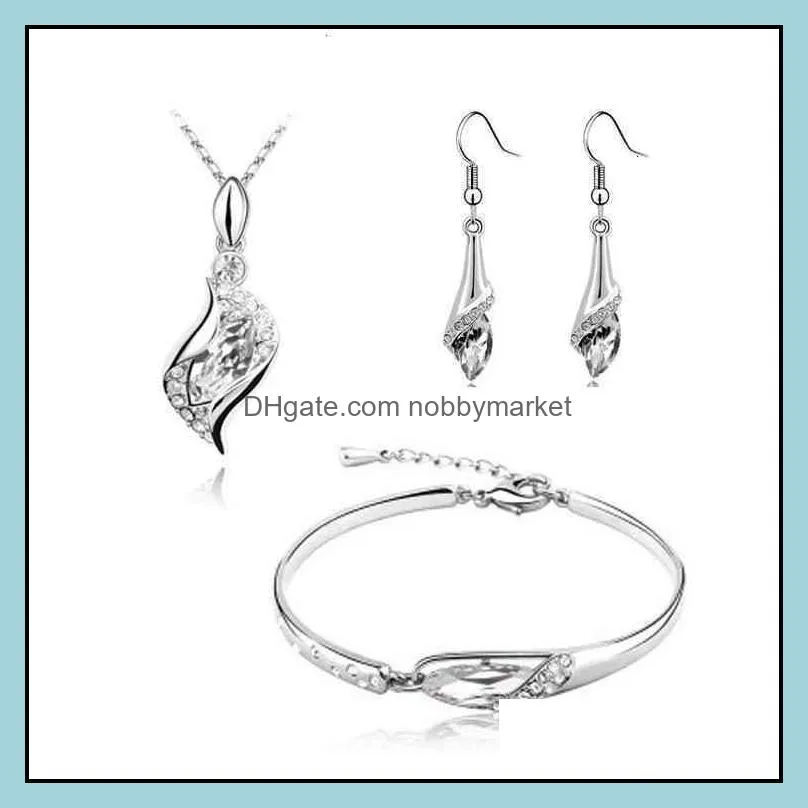 Brand Bracelet Earring & Necklace 2021 jewelry glass shoes crystal Three Piece Set earring bracelet set 112