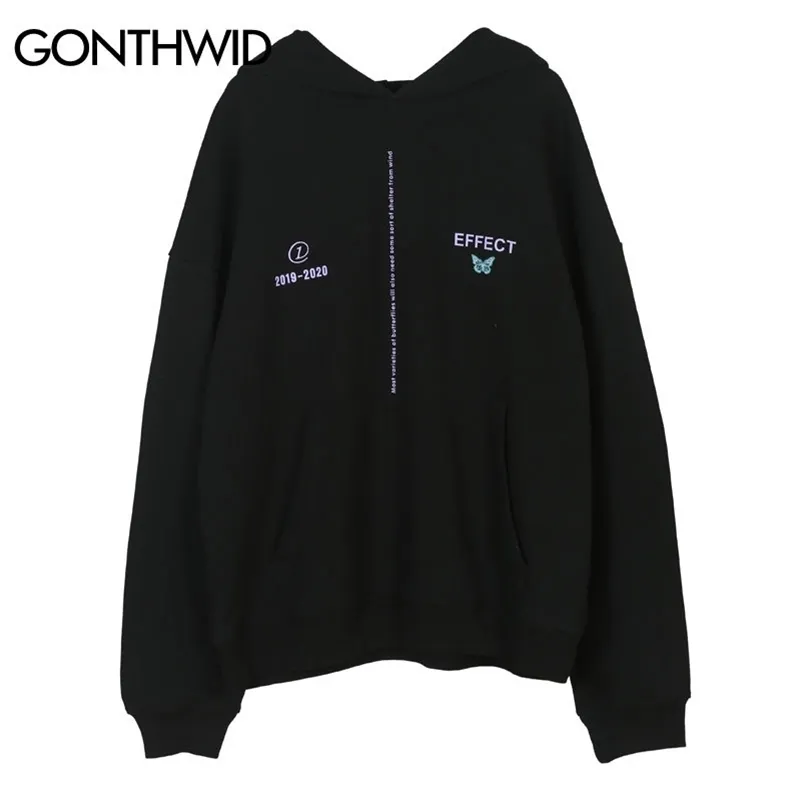 GONTHWID Coloré Papillon Effet Imprimer Sweats À Capuche Hoodies Streetwear Hommes Hip Hop Mode Casual Pull À Capuche Tops LJ201222